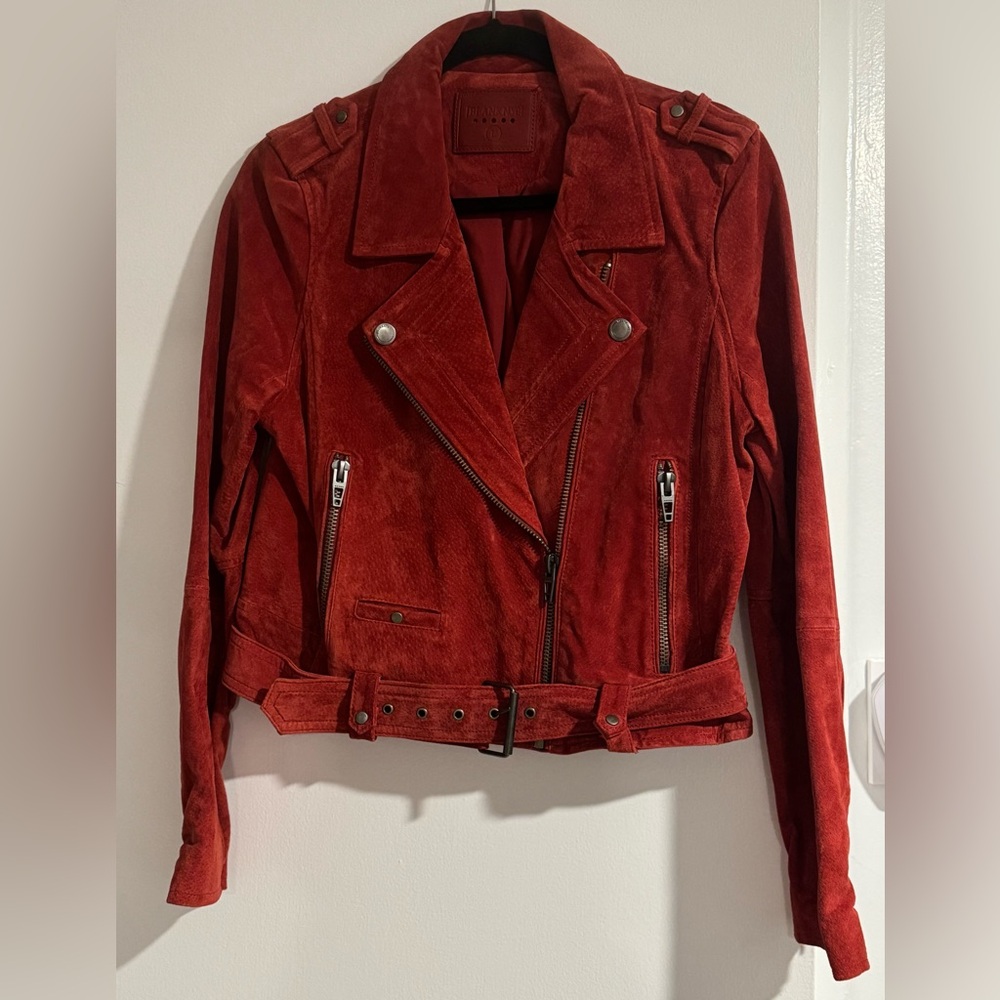 BlankNYC Suede Leather Moto Jacket in Cardinal Red - Picture 3 of 4